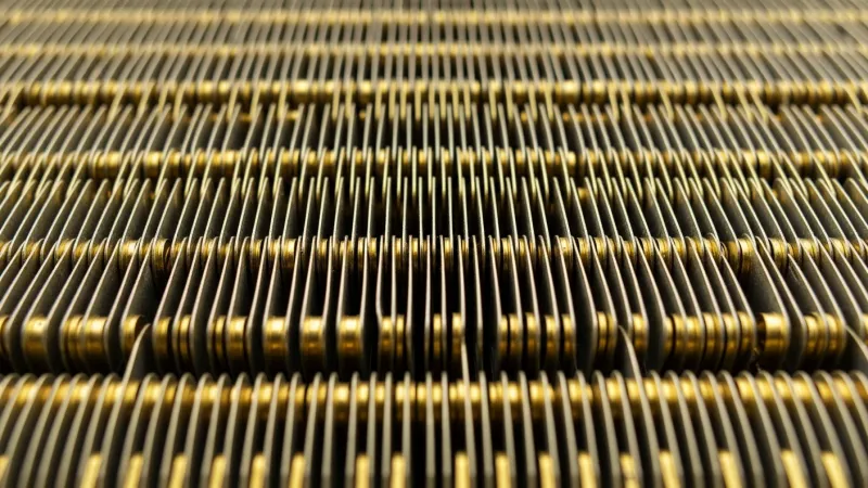 Close-up of mini split heat pump fins and inverter components - Greenfoot Energy Solutions