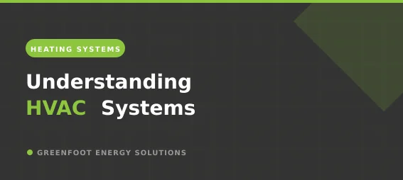 Understanding HVAC Systems - branded blog card with Greenfoot Energy Solutions green and dark theme