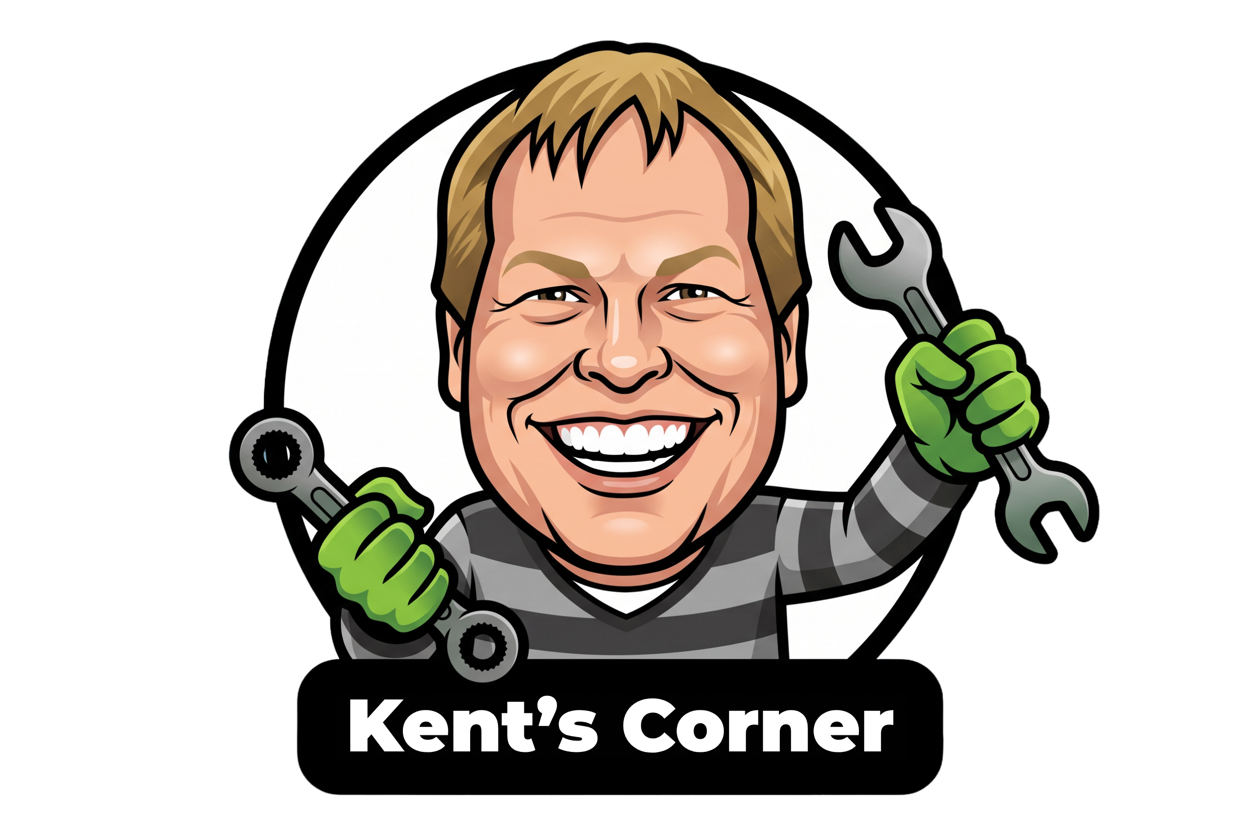 Kent's Corner, cartoon caricature of Kent Steeves with wrench, Greenfoot Energy HVAC video series